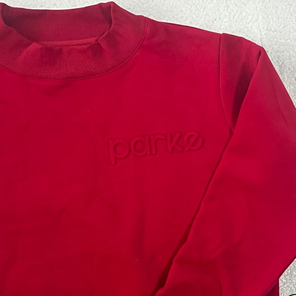 NEW Parke Maroon Red Embossed Mockneck Sweatshirt, S/M